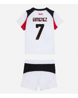 AC Milan Santiago Gimenez #7 Maglia Gara Trasferta Repliche 2025-26 Bambino Maniche Corte